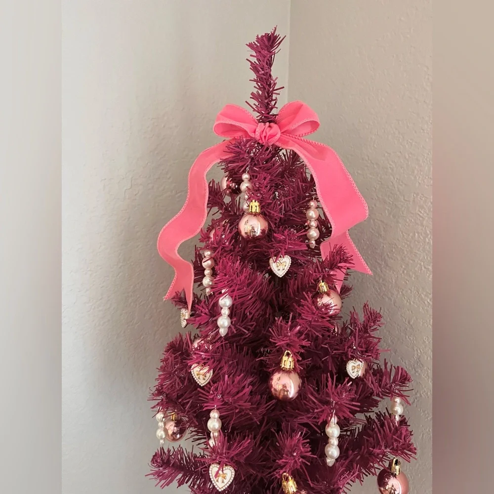 Barbie-Inspired Pink Christmas Tree 22” Coquette Glam Holiday Decor